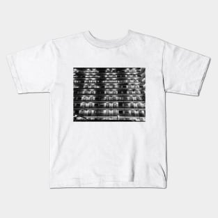 Black and White Monster Apartment, Hong Kong, China, Photography Kids T-Shirt